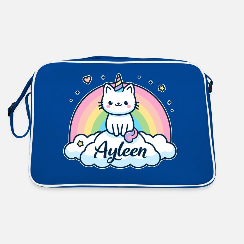 Ayleen Surname First Name Unicorn Cat Retro Bag