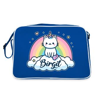 Birgit Nom Prénom Licorne Chat - Sac Retro - bleu/blanc - Dos