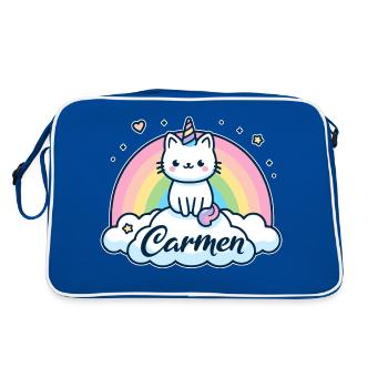 Carmen Nom Prénom Licorne Chat - Sac Retro - bleu/blanc - Dos