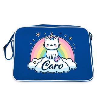 Caro Nom Prénom Licorne Chat - Sac Retro - bleu/blanc - Dos