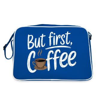 But First Coffee Caffeine Morning Espresso Funny - Retro Bag - blue/white - Back