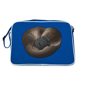 Platypus - Schnabeltier - Retro Tasche - Blau/Weiß - Hinten