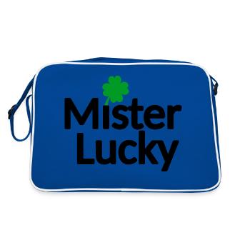 Glücklicher Mr. - Retro Tasche - Blau/Weiß - Hinten