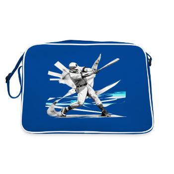 Baseballspieler, baseball - Retro Tasche - Blau/Weiß - Hinten