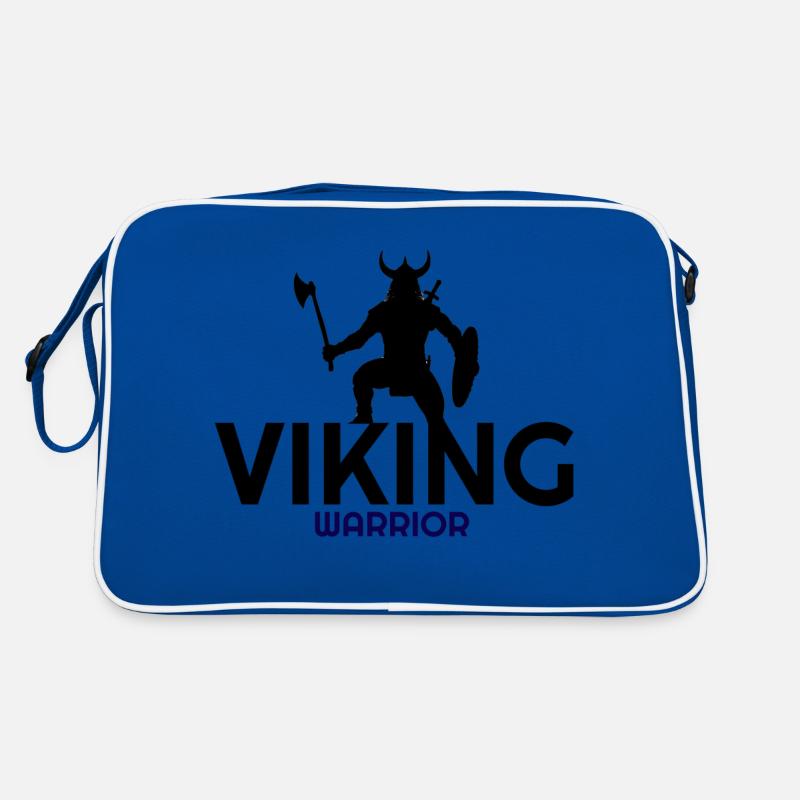 Alles über Wikinger, Wikinger, Wikinger Hoodies, Wikinger - Retro Tasche - Blau/Weiß