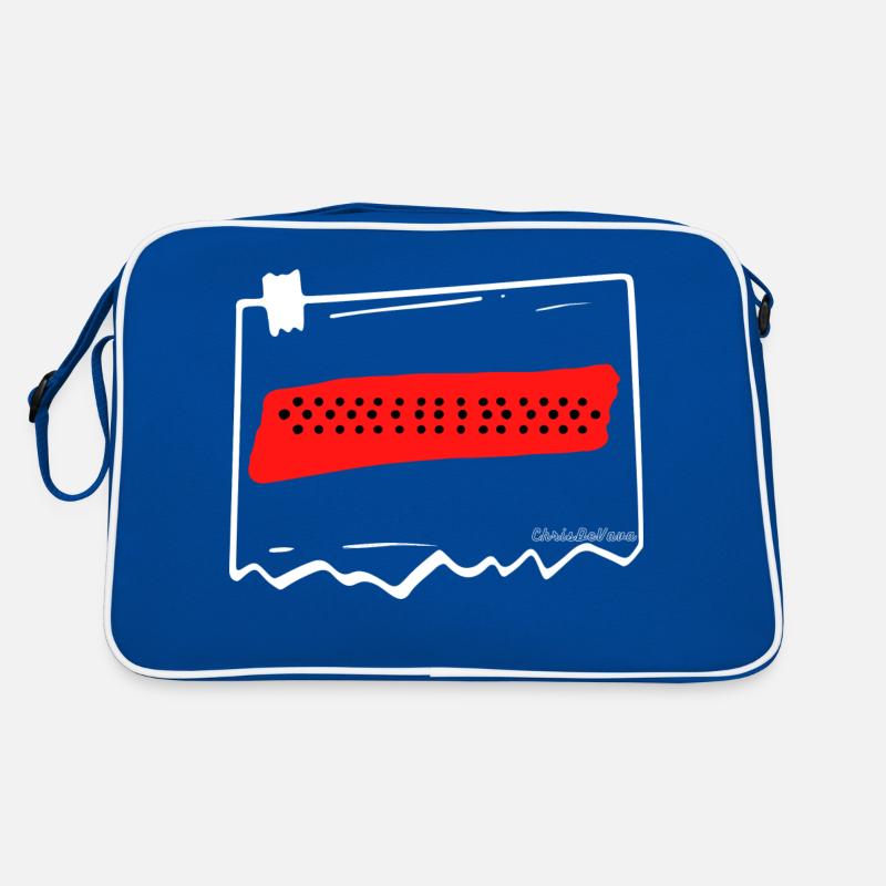 points sur fond rouge - Sac Retro - bleu/blanc
