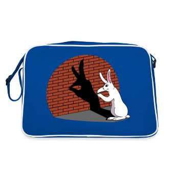 Rabbit Shadow Figure Shadow Image Shadow Play - Retro Bag - blue/white - Back