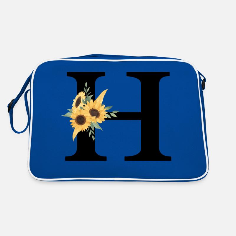 Buchstabe h Blumen-Sonnenblume Retro Tasche