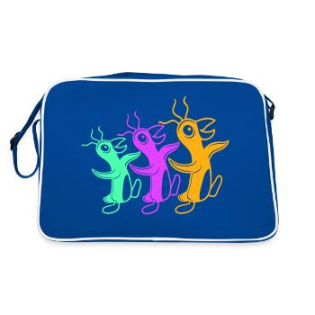 3 crazy penguins running stupid team friends crew - Retro Bag - blue/white - Back