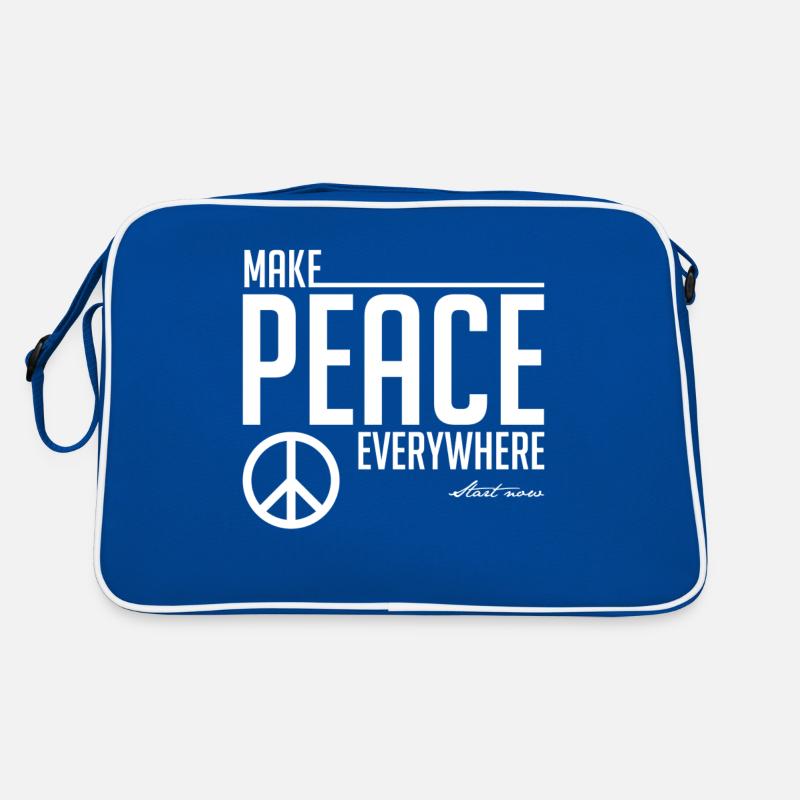 Peace everywhere white Retro Bag