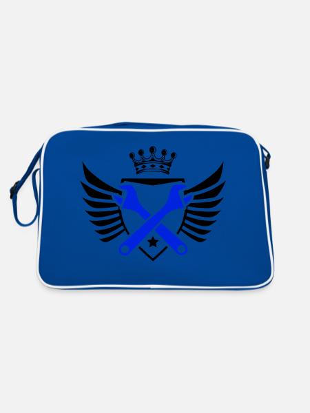 Handwerk Wappen - Retro Tasche - Blau/Weiß - Hinten