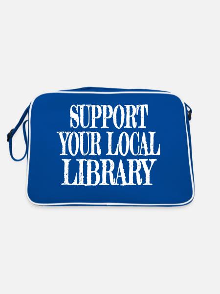 Book Cat Wine Book Fan Quote Comics Awesome Lover - Retro Bag - blue/white - Back