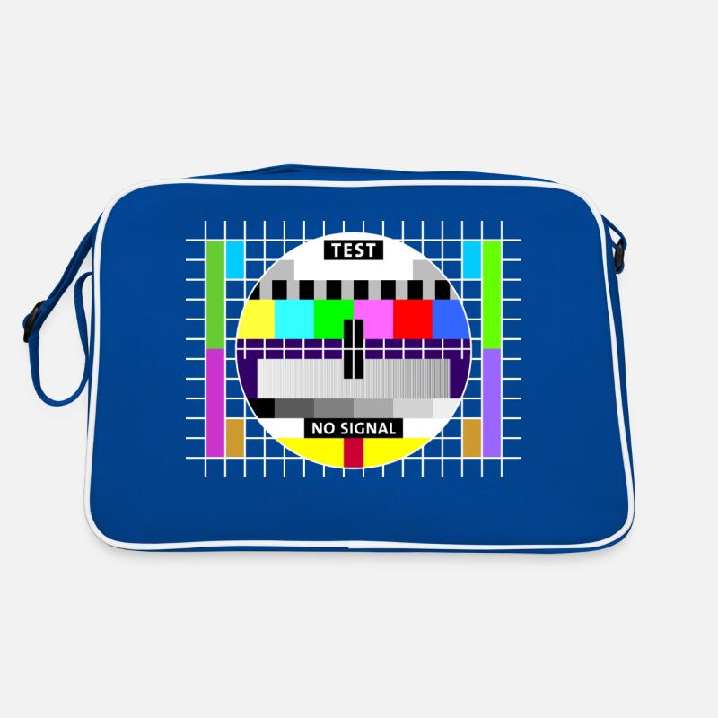 Testbild Fernsehen Bildschirm Sendeschluss Display - Retro Tasche - Blau/Weiß