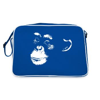 Schimpanse - Chimp - Chimpanzee - Retro Tasche - Blau/Weiß - Hinten