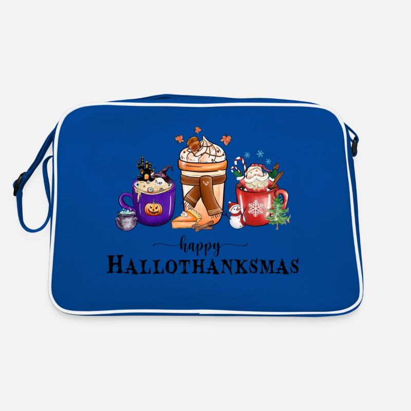 Frohe Hallothanksmas - Retro Tasche - Blau/Weiß
