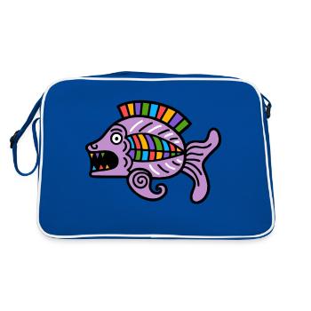 Culture des Incas, symbole du poisson - Sac Retro - bleu/blanc - Dos