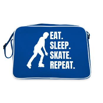 Rollschuh skaten Inliner Geschenk Inline Skater - Retro Tasche - Blau/Weiß - Hinten