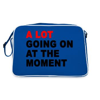 Im Moment ist viel los - Retro Tasche - Blau/Weiß - Hinten