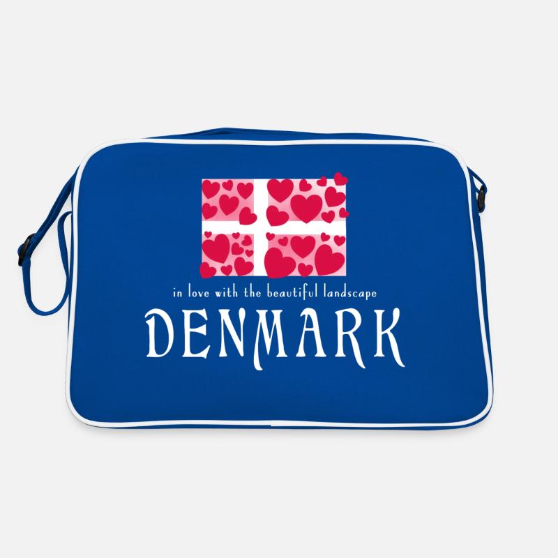 Denmark Dänemark Danmark - Retro Tasche - Blau/Weiß