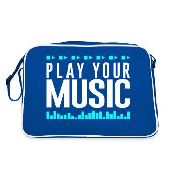 Spiel deine Musik, Play your Music - Retro Bag - blue/white - Back
