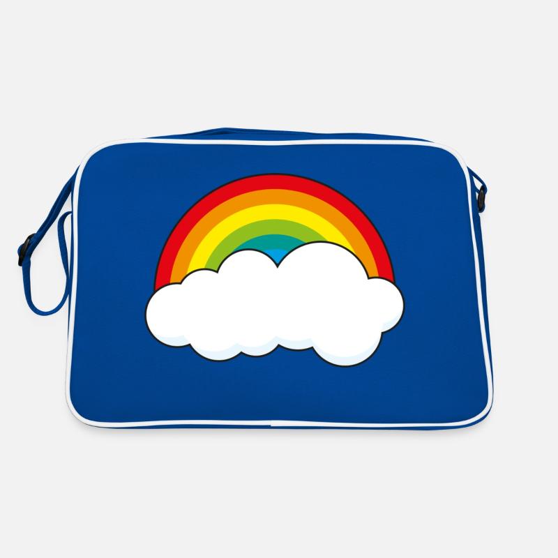 Regenbogen mit Wolke - Retro Tasche - Blau/Weiß