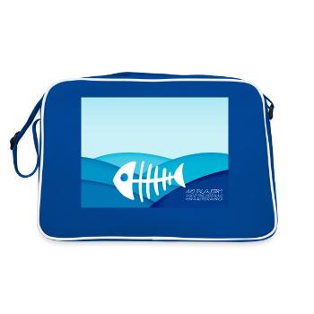 save the ocean - Retro Tasche - Blau/Weiß - Hinten