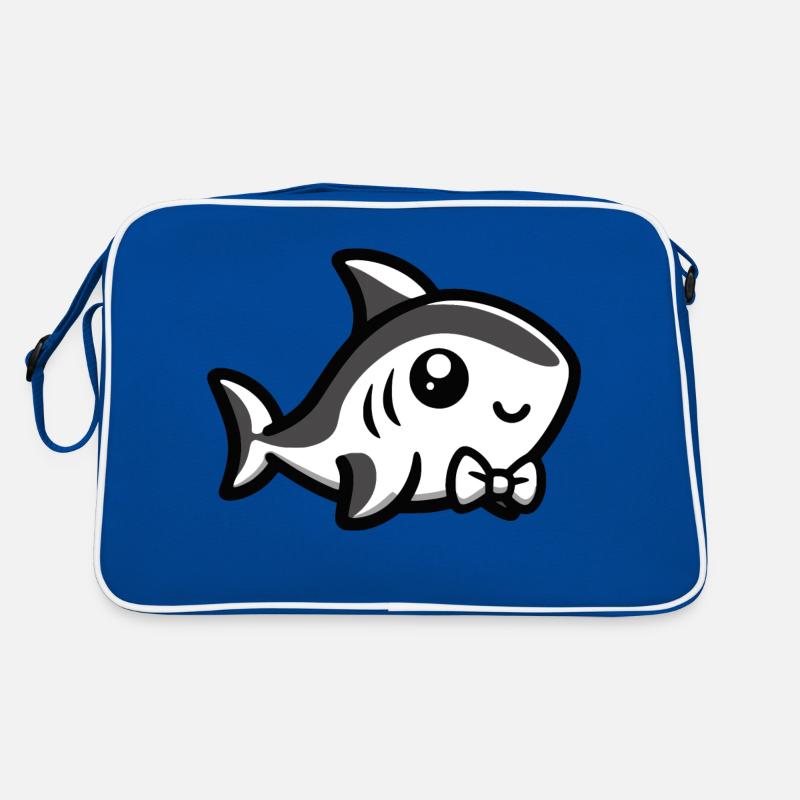 Niedlicher Hai mit Fliege Retro Tasche