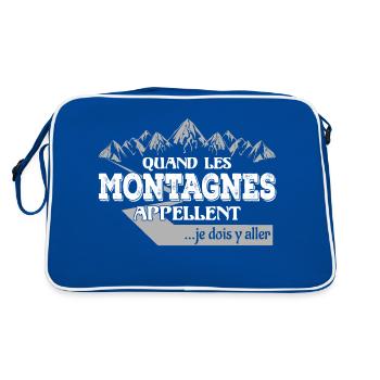 Les montagnes appellent - Retro Tasche - Blau/Weiß - Hinten