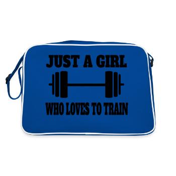 Fitness Muskel Frau Training Mädchen Bodybuilderin - Retro Tasche - Blau/Weiß - Hinten