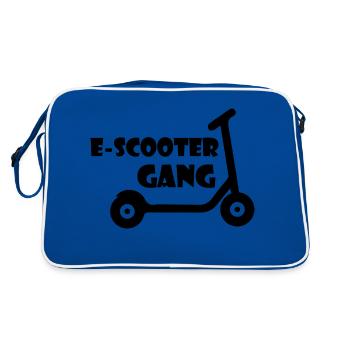 E-Scooter Roller Scooter - Retro Tasche - Blau/Weiß - Hinten