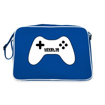 Niveau 18 complété, joueur geek, manette de jeu - Sac Retro - bleu/blanc - Dos
