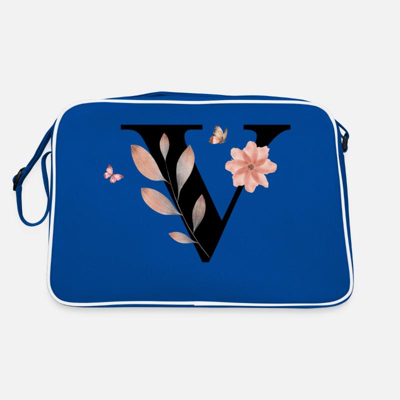 Buchstabe v Wildblumen Aquarelle Retro Tasche