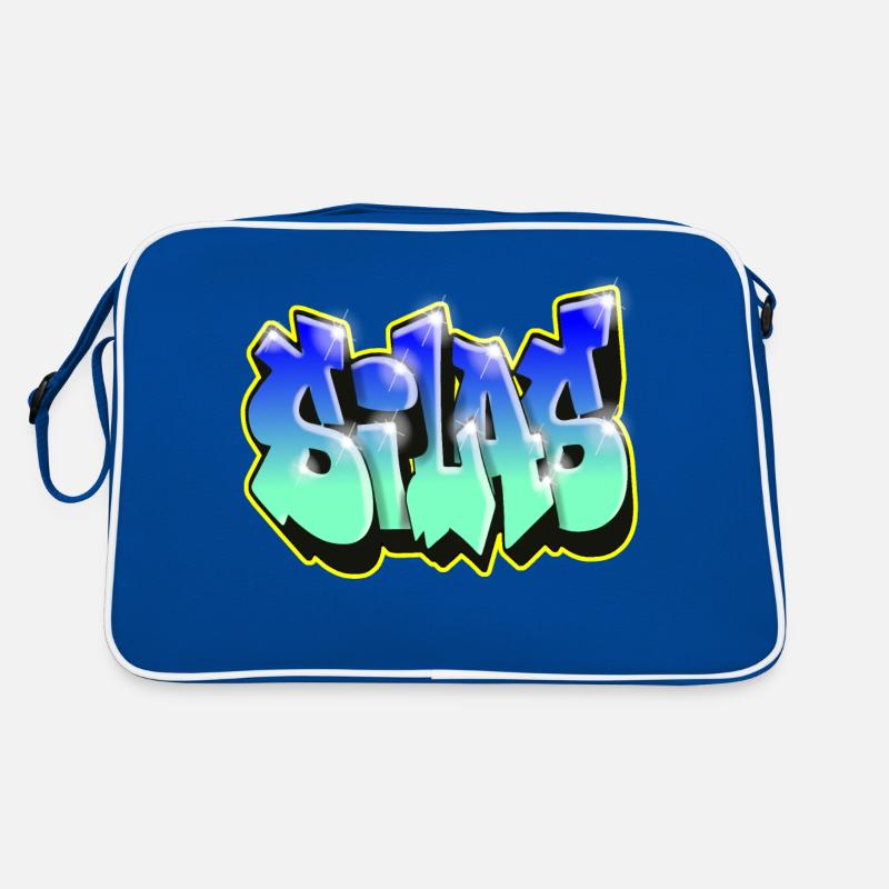 Graffiti SILAS BLAUES GESCHENK GEBURTSTAG GEBURT Retro Tasche