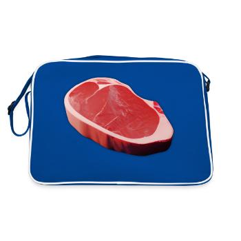 Comic Steak als 3D Kunst - Fleisch Geschenkidee - Retro Tasche - Blau/Weiß - Hinten