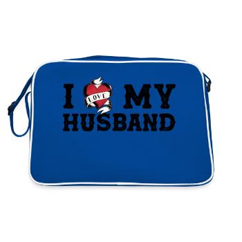 Vintage J’aime mon mari - Je cœur mon mari - Sac Retro - bleu/blanc - Dos