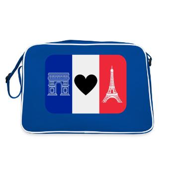 Französische Denkmäler und die blau-weiß-rote Flagge - Retro Tasche - Blau/Weiß - Hinten