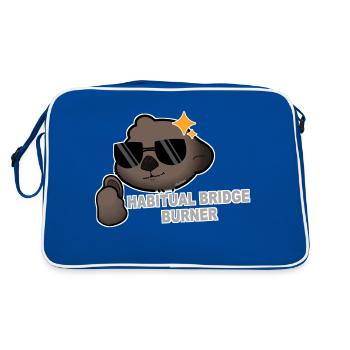 Tazz Gespräche | Gewohnheitsmäßiger Brückenbrenner - Retro Tasche - Blau/Weiß - Hinten