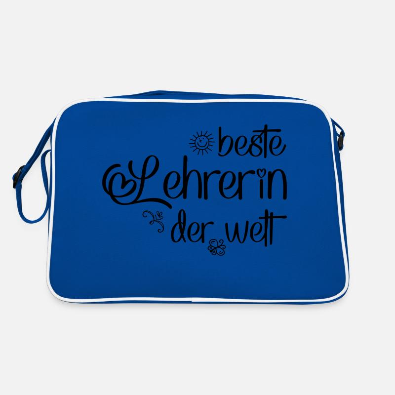 Beste Lehrerin der Welt - Retro Tasche - Blau/Weiß