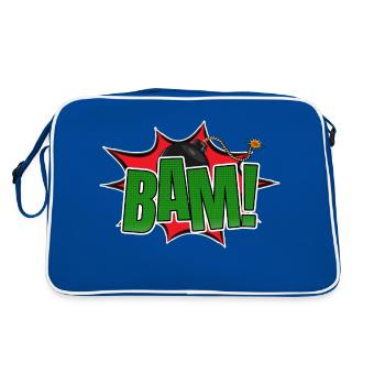 Bam! Comic Stil Graffiti Schriftzug - Retro Tasche - Blau/Weiß - Hinten