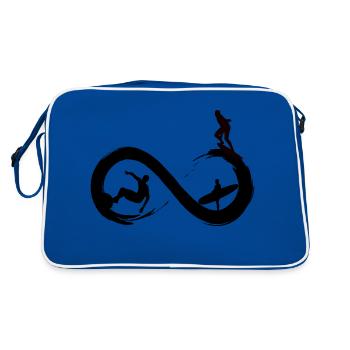 Surfen bis ins Unendliche - Retro Tasche - Blau/Weiß - Hinten