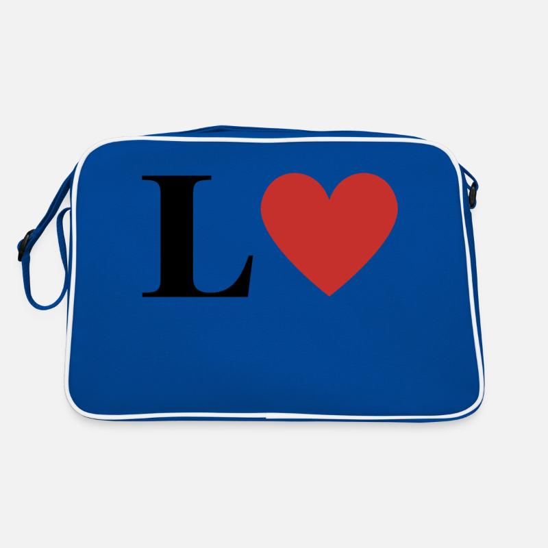 Buchstabe l rotes Herz Retro Tasche