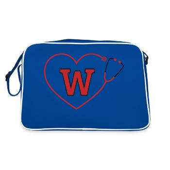 Letter w Stethoscope - Retro Bag - blue/white - Back