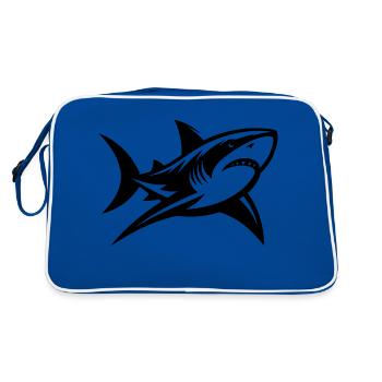 Le requin des profondeurs rencontre le tatouage Sharp et élégant - Sac Retro - bleu/blanc - Dos