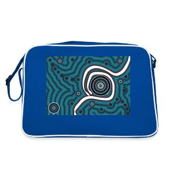 In der Mitte von Nirgendwo - quer - Retro Tasche - Blau/Weiß - Hinten