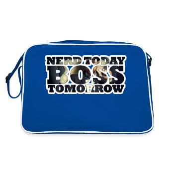 Nerd Today Bo$$ Tomorrow - Retro Tasche - Blau/Weiß - Hinten