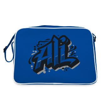 Ali Last name First name Graffiti - Retro Bag - blue/white - Back