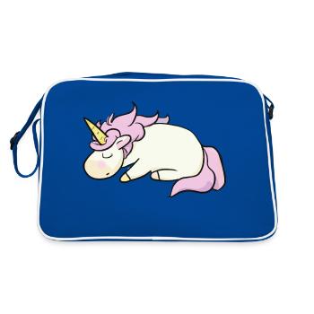 Sleeping Unicorn Lazy Lazing Gift Idea - Retro Bag - blue/white - Back