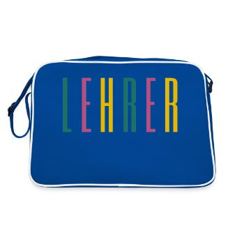 Lehrer - Schule, Beruf, Klassenzimmer - Retro Tasche - Blau/Weiß - Hinten