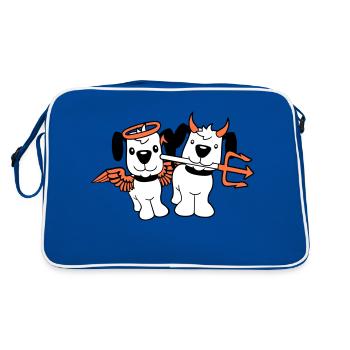 2 Dogs Angel Devil Satan Heaven Hell Conscience - Retro Bag - blue/white - Back
