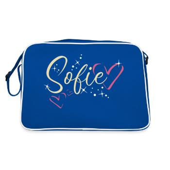 Sofie Surname First name Calligraphy Heart - Retro Bag - blue/white - Back